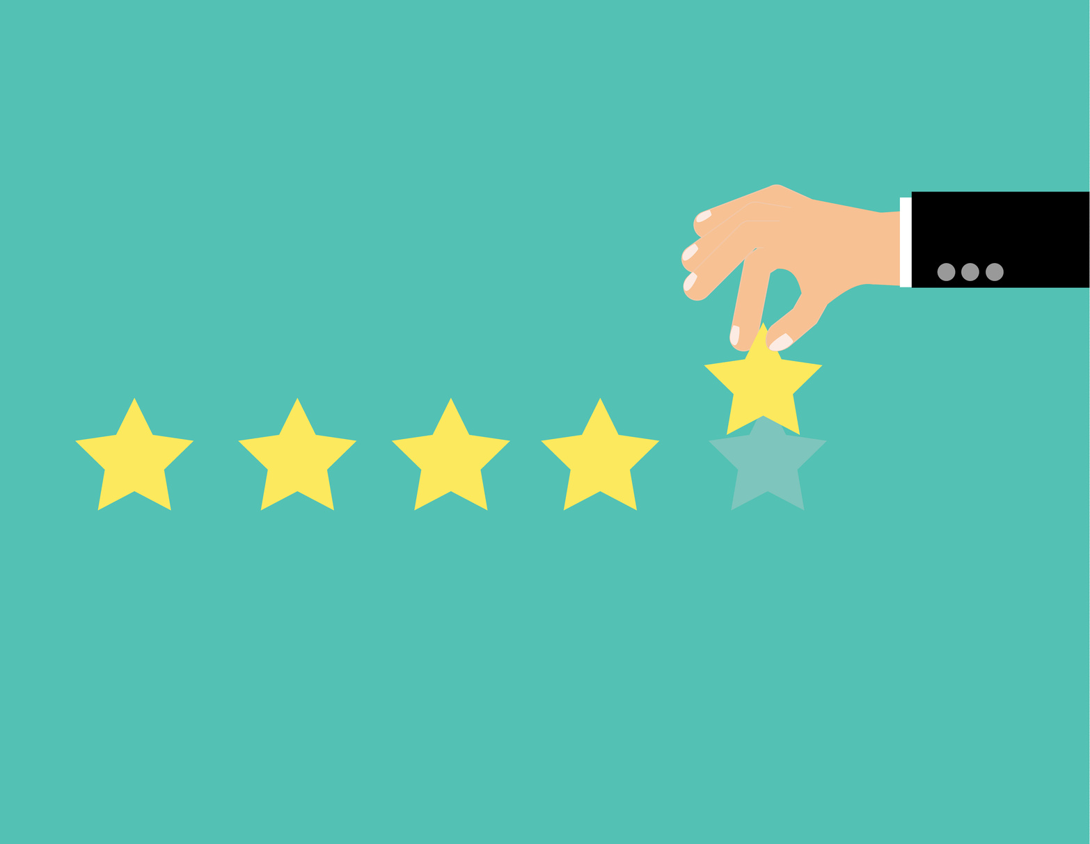 Businessman hand giving five star rating, Feedback concept, VECT